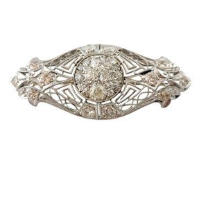 Antique Edwardian Era Platinum and 14K White Gold Diamond Brooch Pin #16451